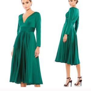 Mac Duggal Teal Long Sleeve Dress